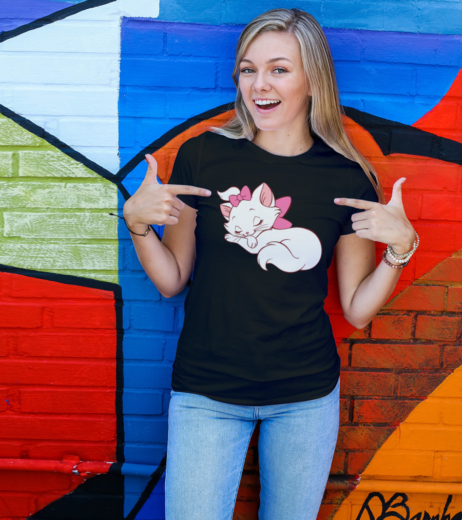WoMarie Marie Cat Aristocats Kitty Cartoon T-Shirt