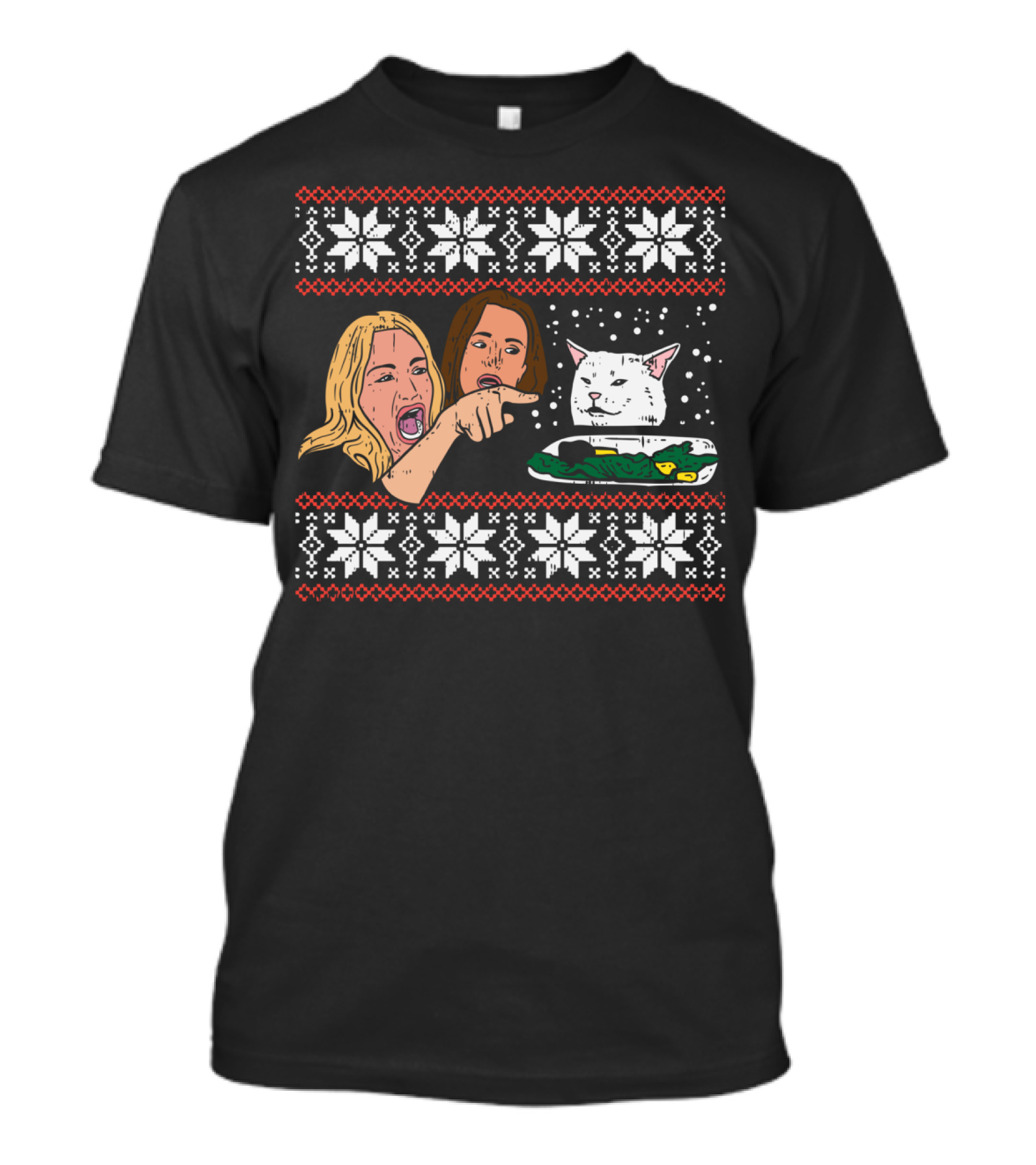 Woman Yelling At Cat Meme Christmas Ugly Sweatshirt T-Shirt