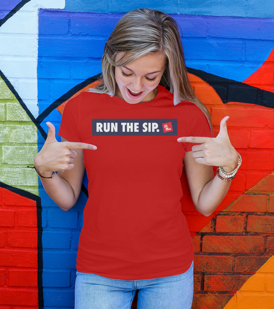 Ole Miss Run The Sip Bold Red T-Shirt