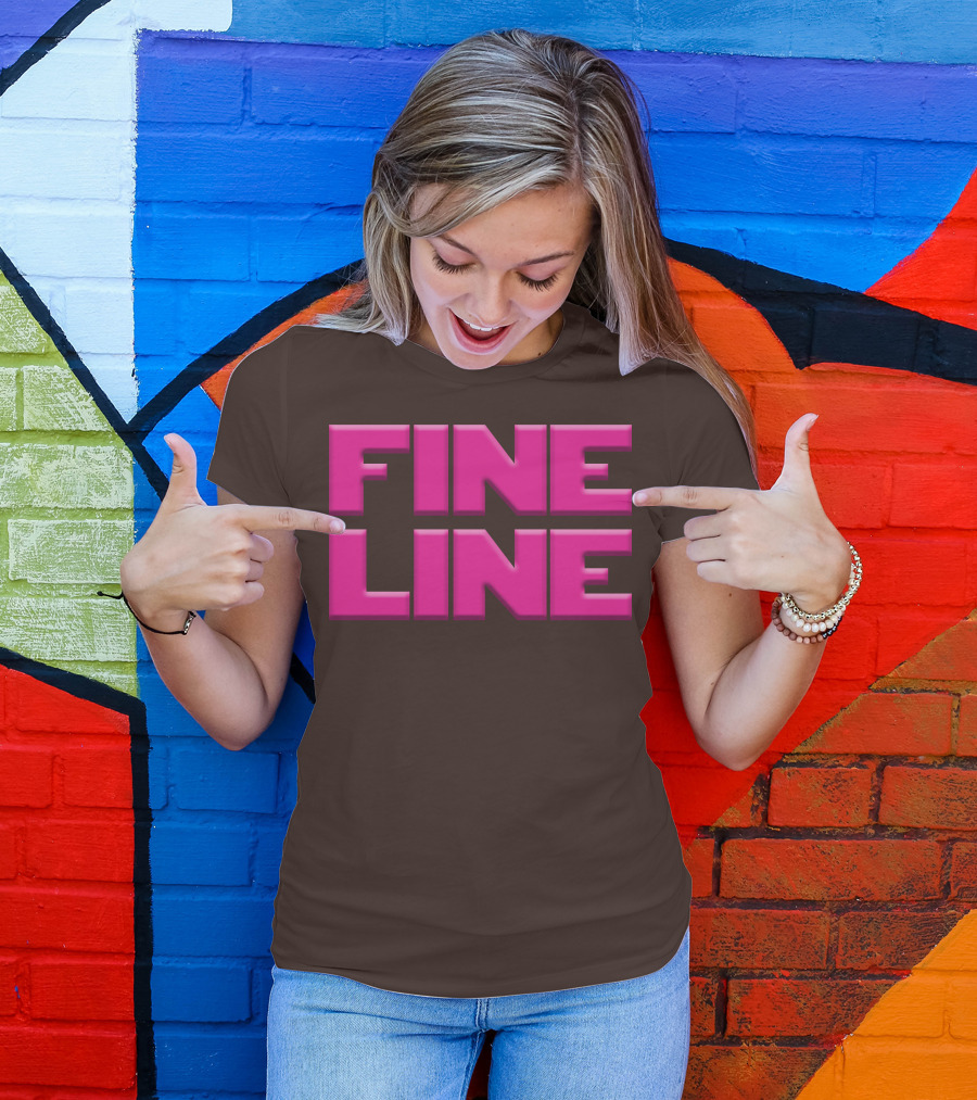 FINE LINE Pink Text On Brown Background T-Shirt