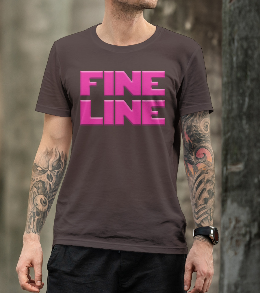 FINE LINE Pink Text On Brown Background T-Shirt