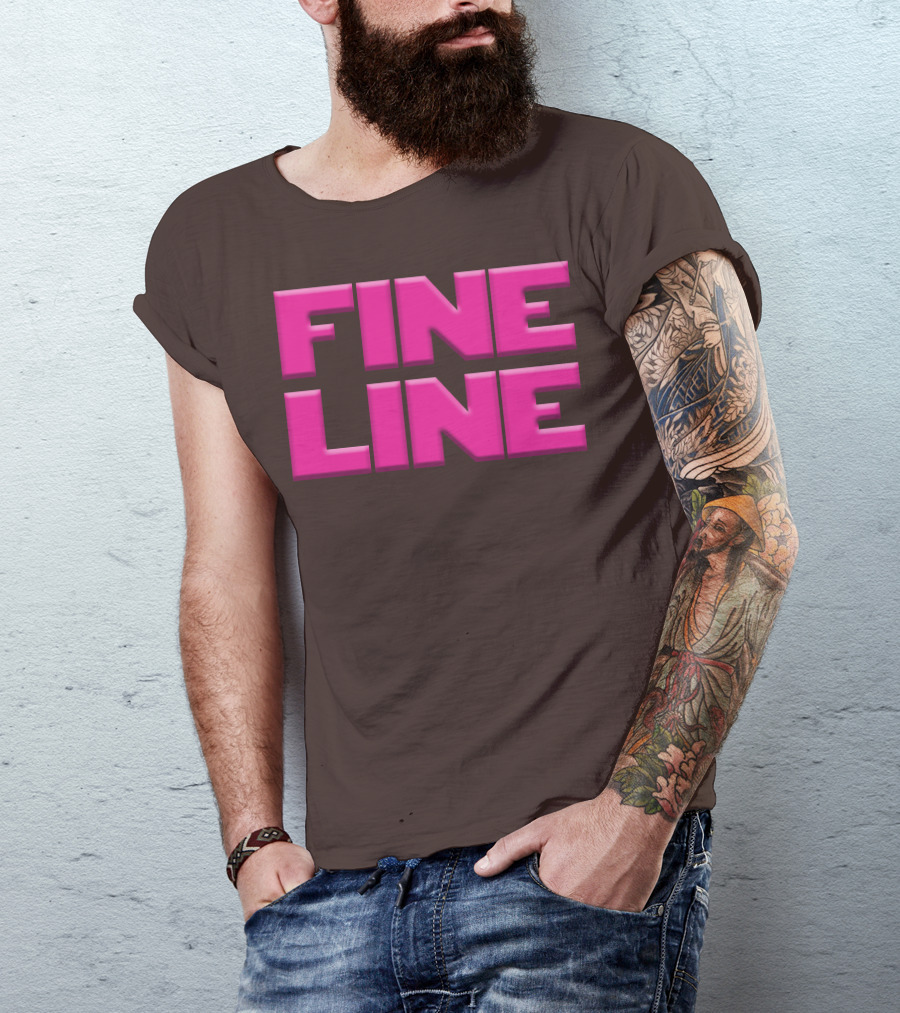 FINE LINE Pink Text On Brown Background T-Shirt