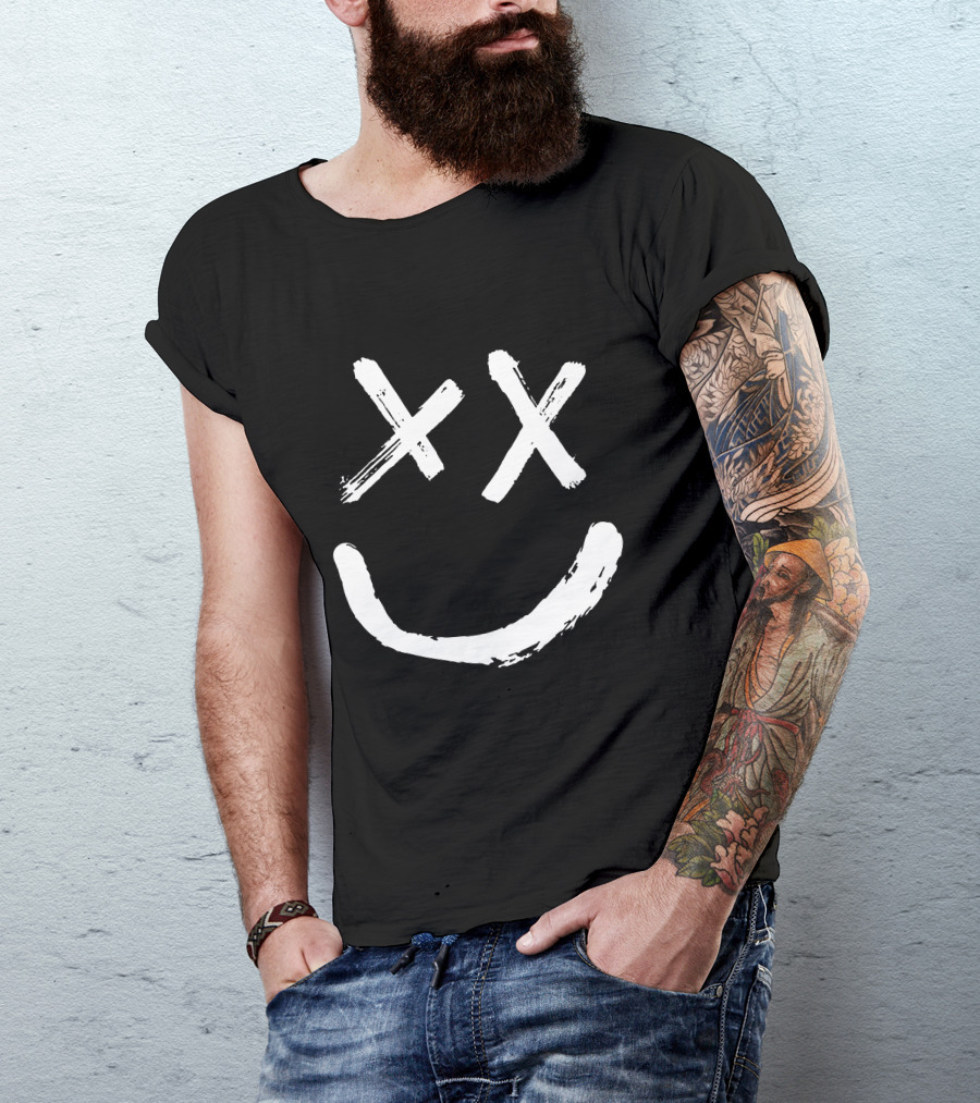 Reverse Smile Distressed Face T-Shirt