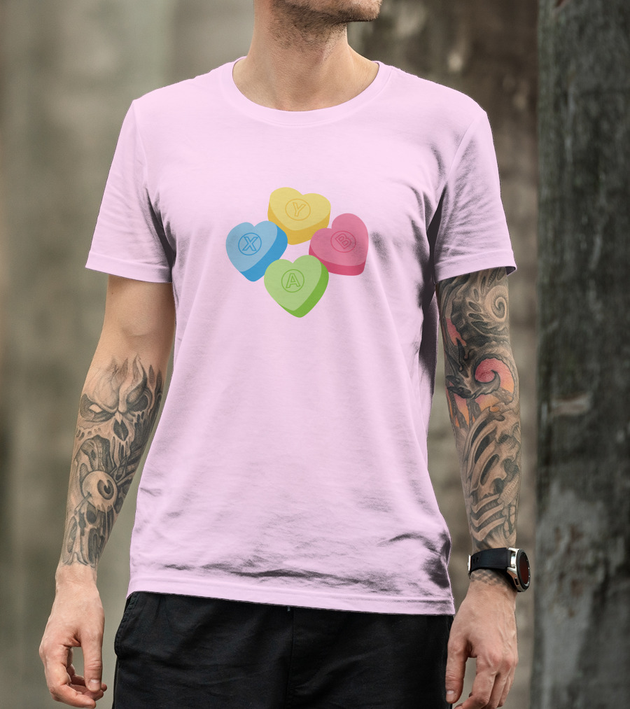 Valentine's Candy Hearts X Y A B T-Shirt