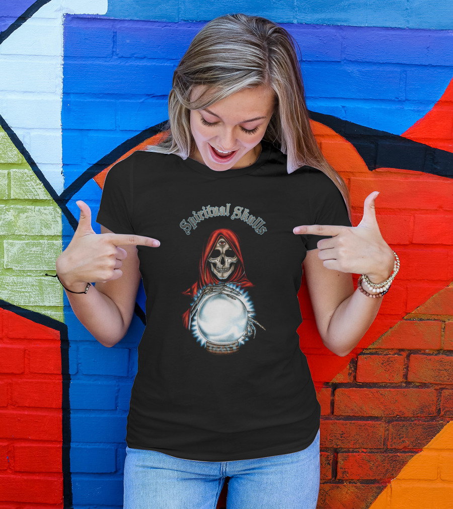 Spiritual Skulls Mystic Reaper With Crystal Ball T-Shirt
