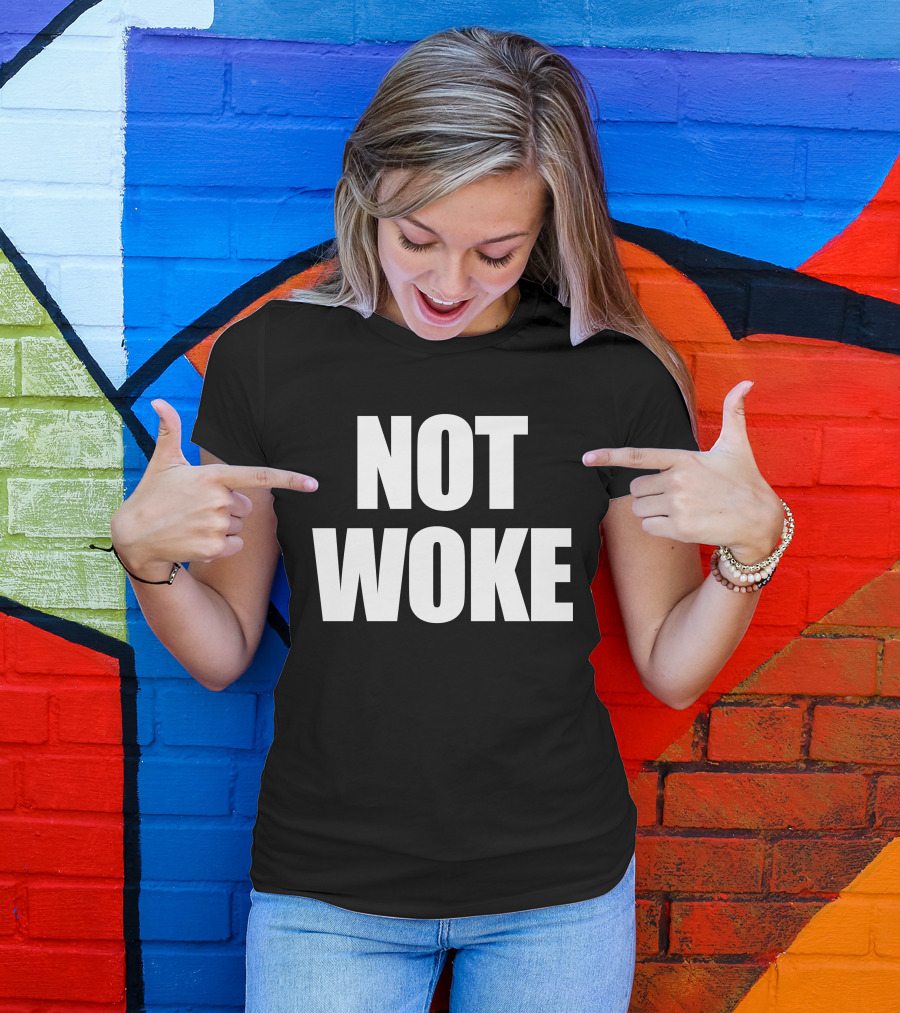 Matt Birk Not Woke Statement Text Bold Contrast T-Shirt