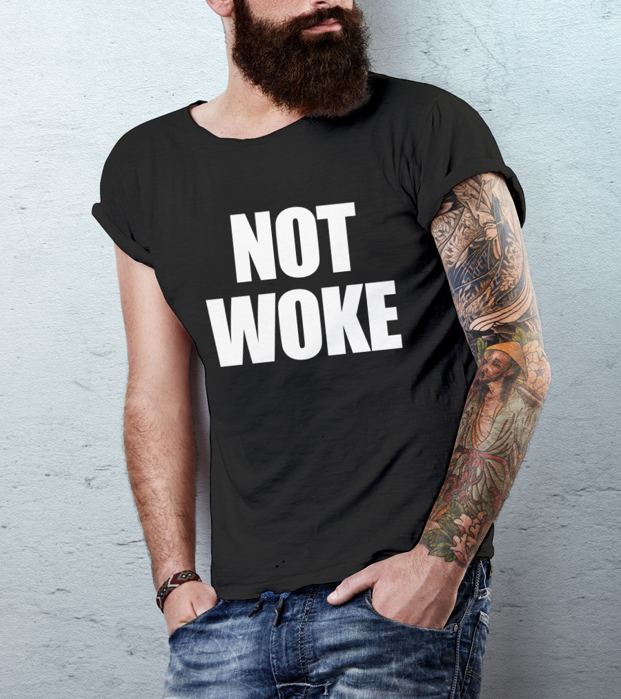 Matt Birk Not Woke Statement Text Bold Contrast T-Shirt