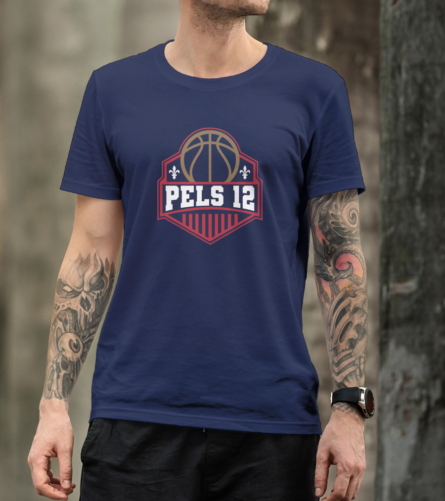 Pels 12 Basketball Fleur-de-lis Emblem T-Shirt