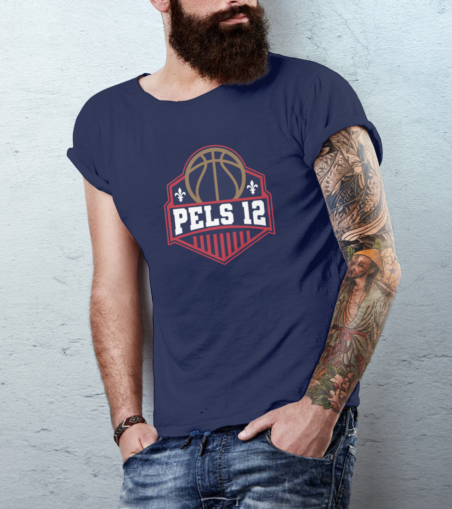 Pels 12 Basketball Fleur-de-lis Emblem T-Shirt