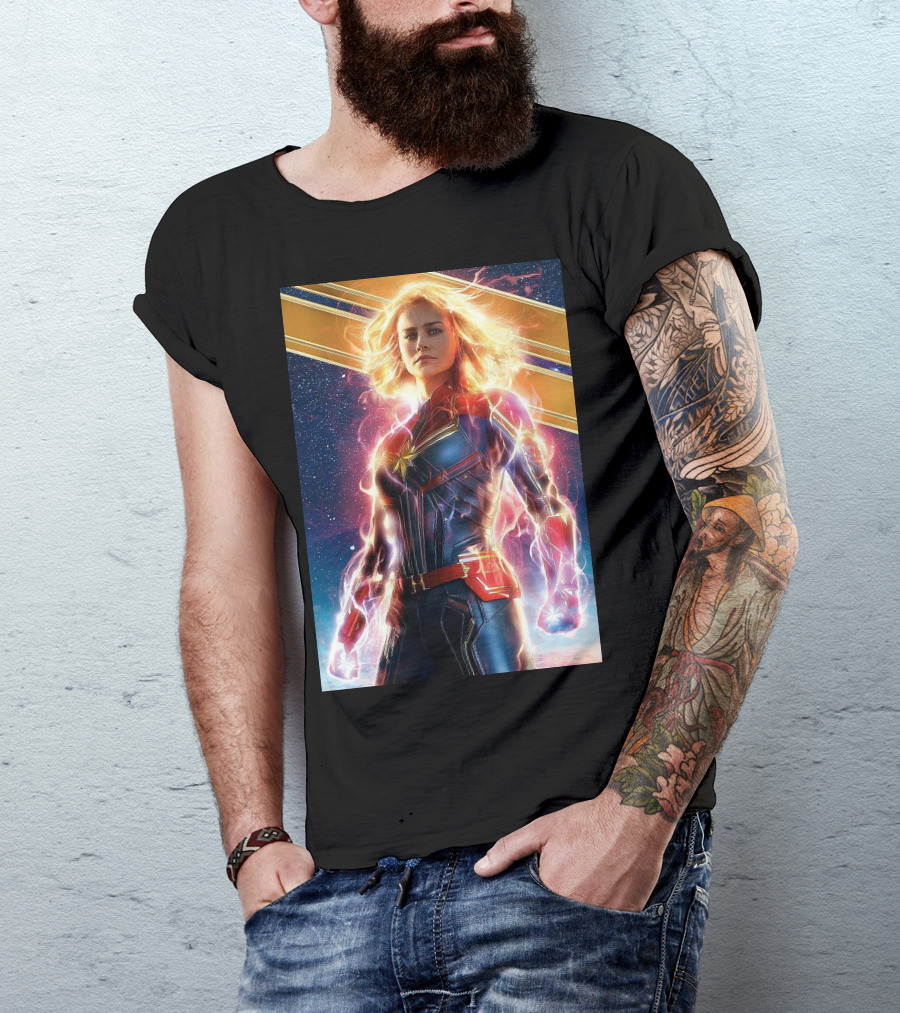 Captain Marvel Shining Heroic Power Cosmic Energy T-Shirt