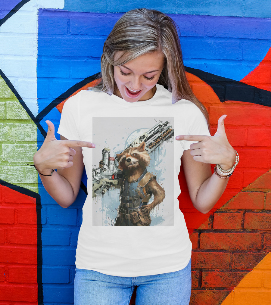 Rocket Raccoon Guardians Of The Galaxy Gun T-Shirt