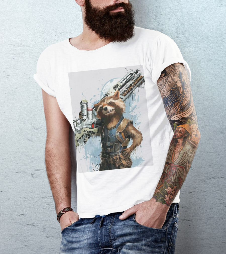 Rocket Raccoon Guardians Of The Galaxy Gun T-Shirt