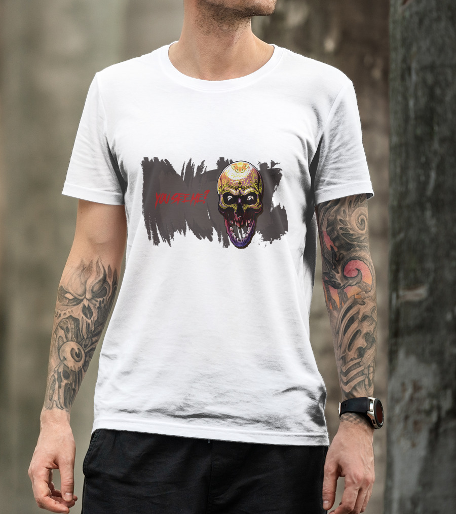 Skull Yellow Scary Horror You See Me T-Shirt