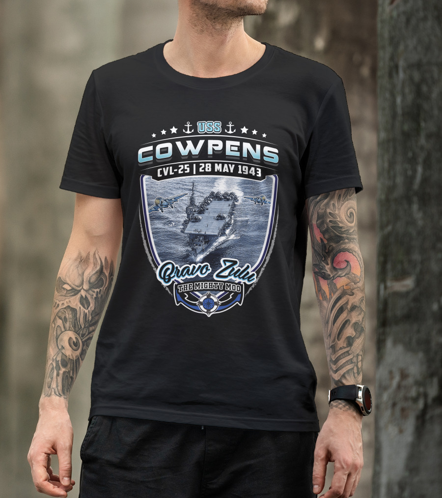 Uss Cowpens Cvl-25 Bravo Zulu The Mighty Moo 28 May 1943 T-Shirt