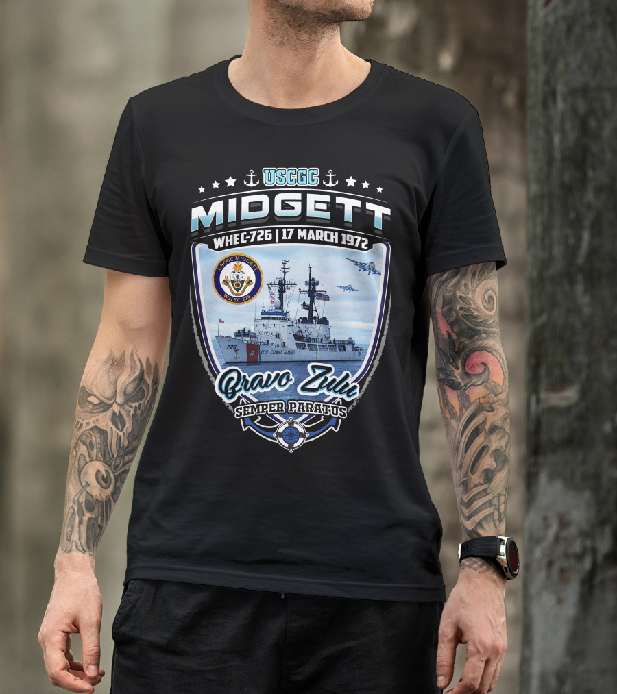 Uscgc Midgett Whec-726 17 March 1972 Bravo Zulu Semper Paratus T-Shirt