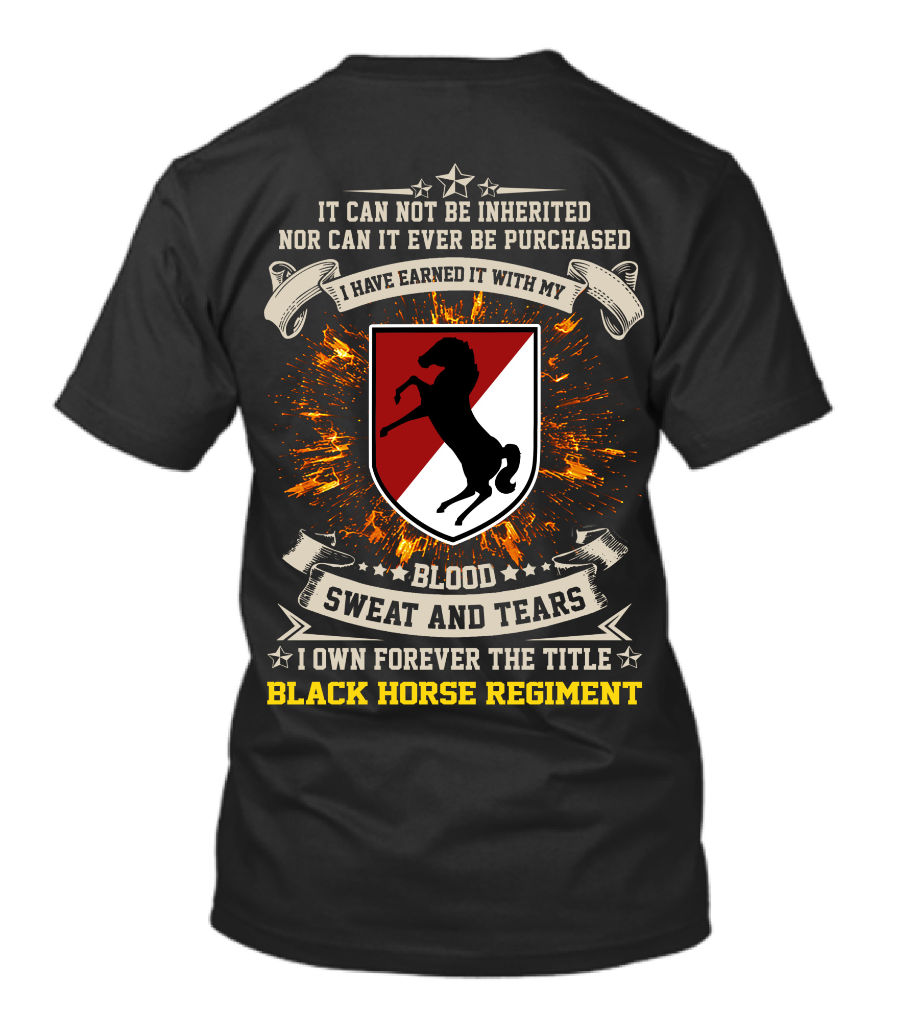 11Th Armored Cavalry Regiment Black Horse Regiment Blood Sweat And Tears T-Shirt