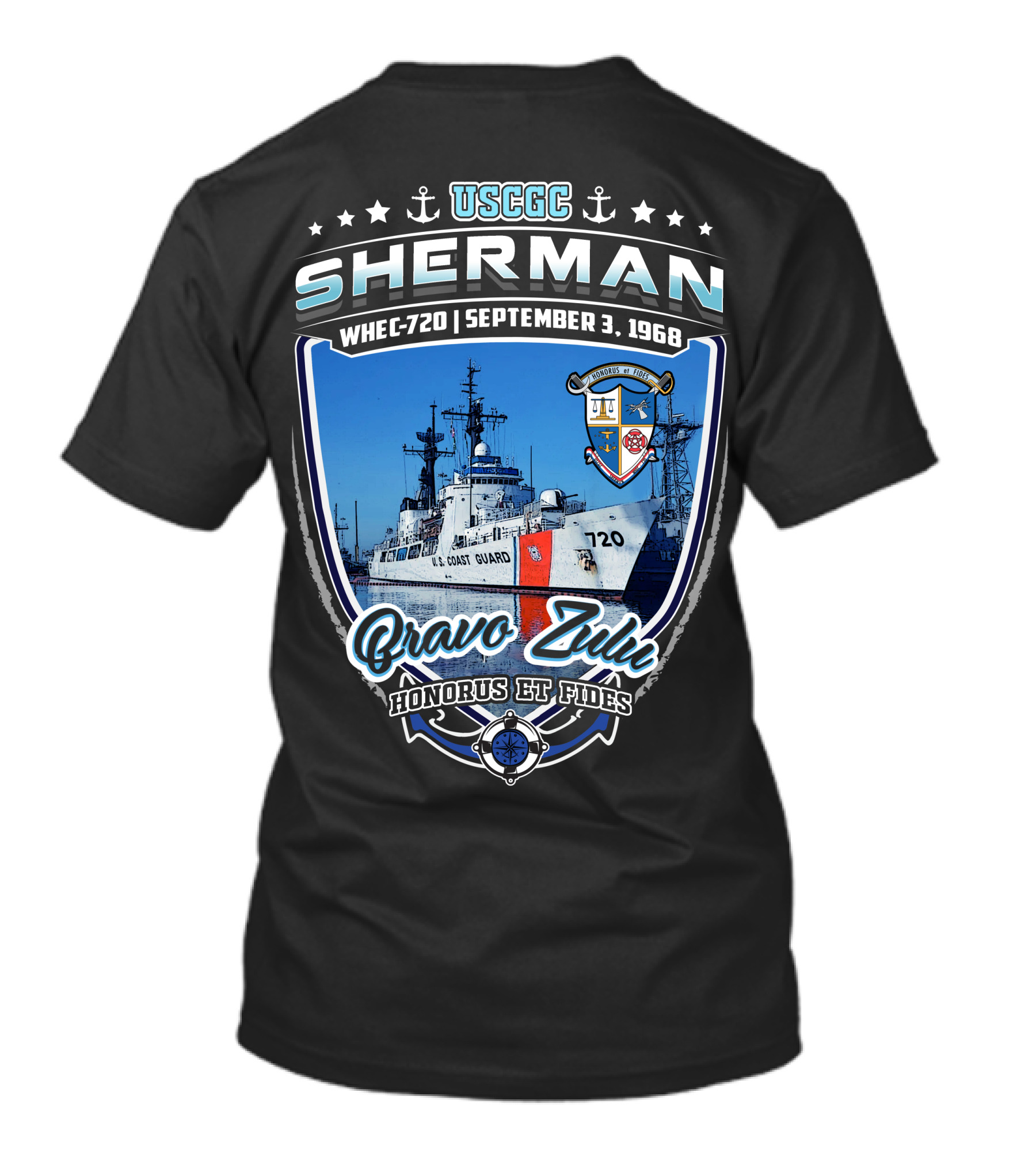 Uscgc Sherman Whec-720 September 3 1968 Bravo Zulu Honorus Et Fides T-Shirt