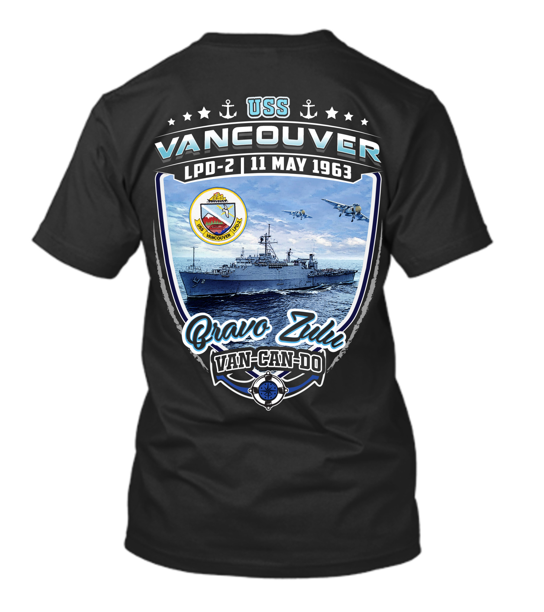 Uss Vancouver Lpd-2 Bravo Zulu Van-Can-Do 11 May 1963 T-Shirt