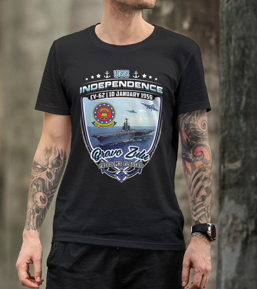 Uss Independence Cv-62 Bravo Zulu Freedom's Flagship 10 January 1959 T-Shirt