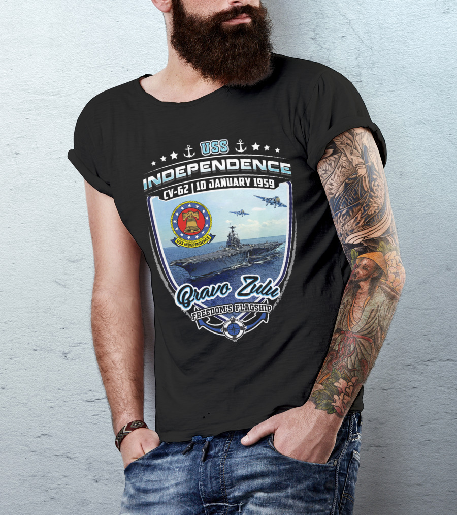 Uss Independence Cv-62 Bravo Zulu Freedom's Flagship 10 January 1959 T-Shirt