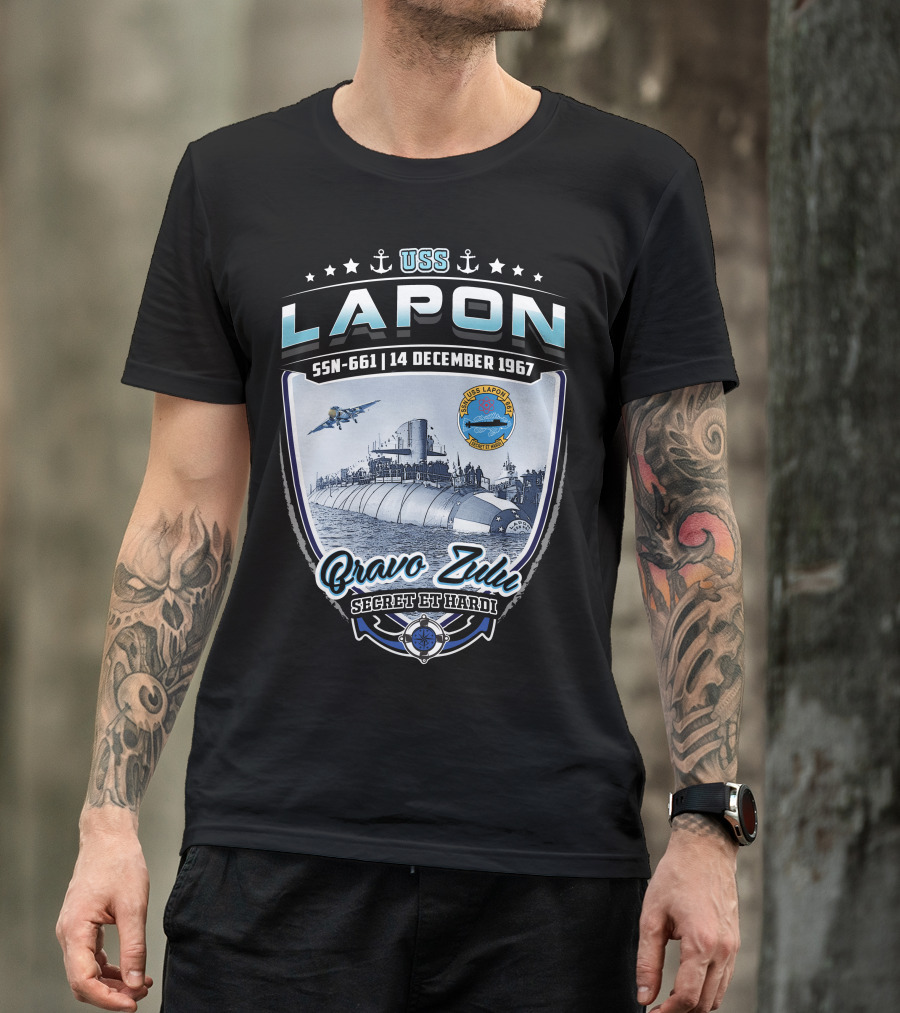 Uss Lapon Ssn-661 Bravo Zulu Secret Et Hardi 14 December 1967 T-Shirt