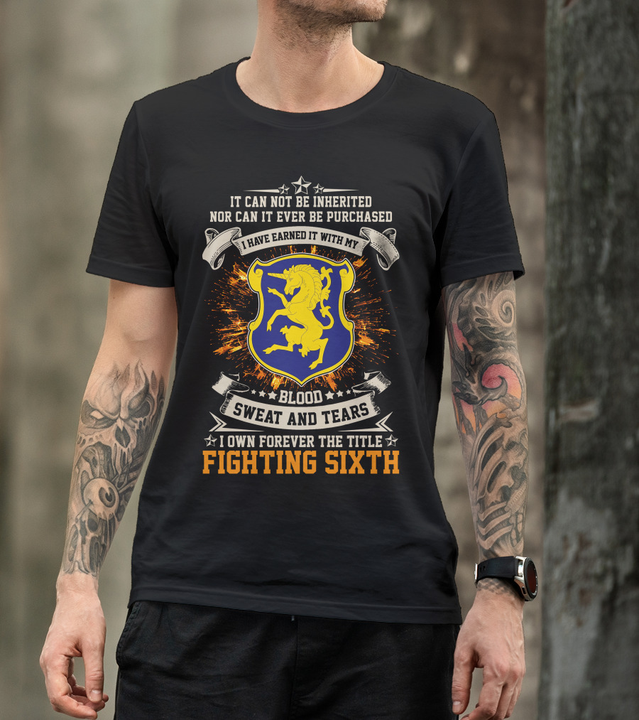 6th Cavalry Regiment Blood Sweat Tears Fighting Sixth Crest T-Shirt