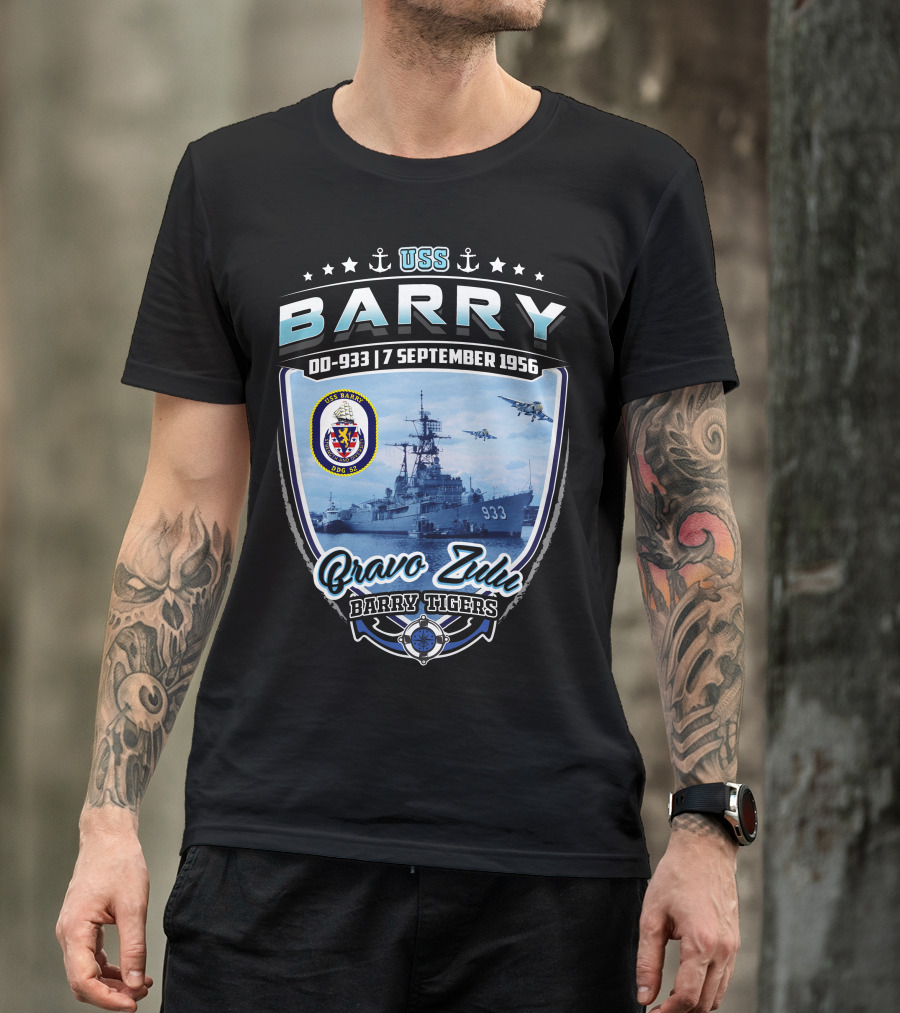 Uss Barry Dd-933 7 September 1956 Bravo Zulu Barry Tigers T-Shirt
