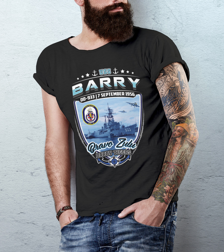 Uss Barry Dd-933 7 September 1956 Bravo Zulu Barry Tigers T-Shirt