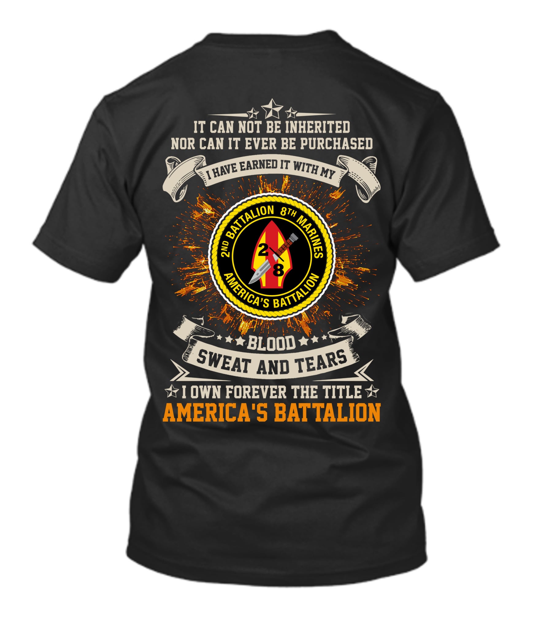 2Nd Battalion 8Th Marines Blood Sweat And Tears America's Battalion T-Shirt