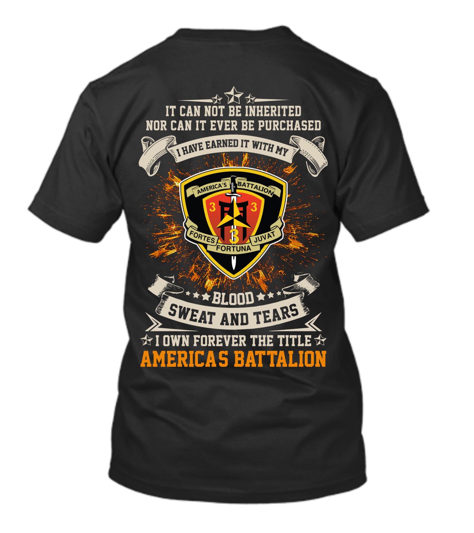3Rd Battalion 3Rd Marines Blood Sweat And Tears America's Battalion Motto Crest T-Shirt