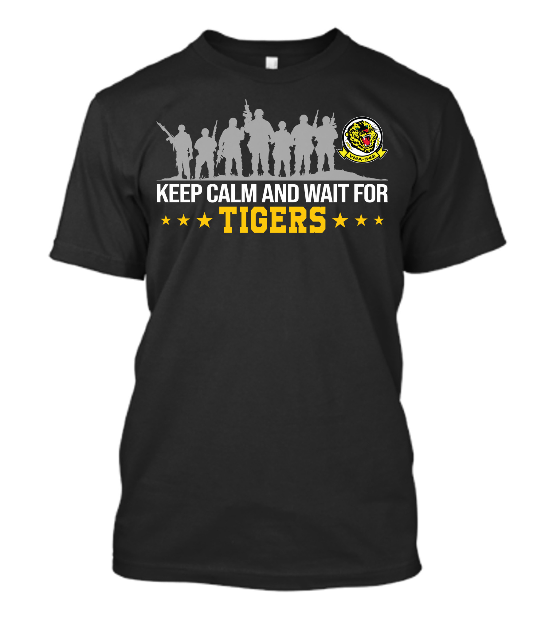 Vma-542 Keep Calm And Wait For Tigers Logo And Silhouette T-Shirt