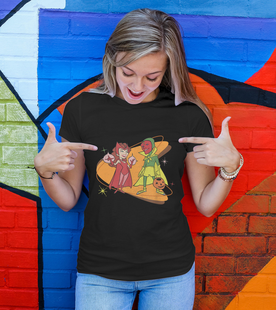 Marvel WandaVision Scarlet Witch And Vision Retro Halloween Costumes 50s T-Shirt