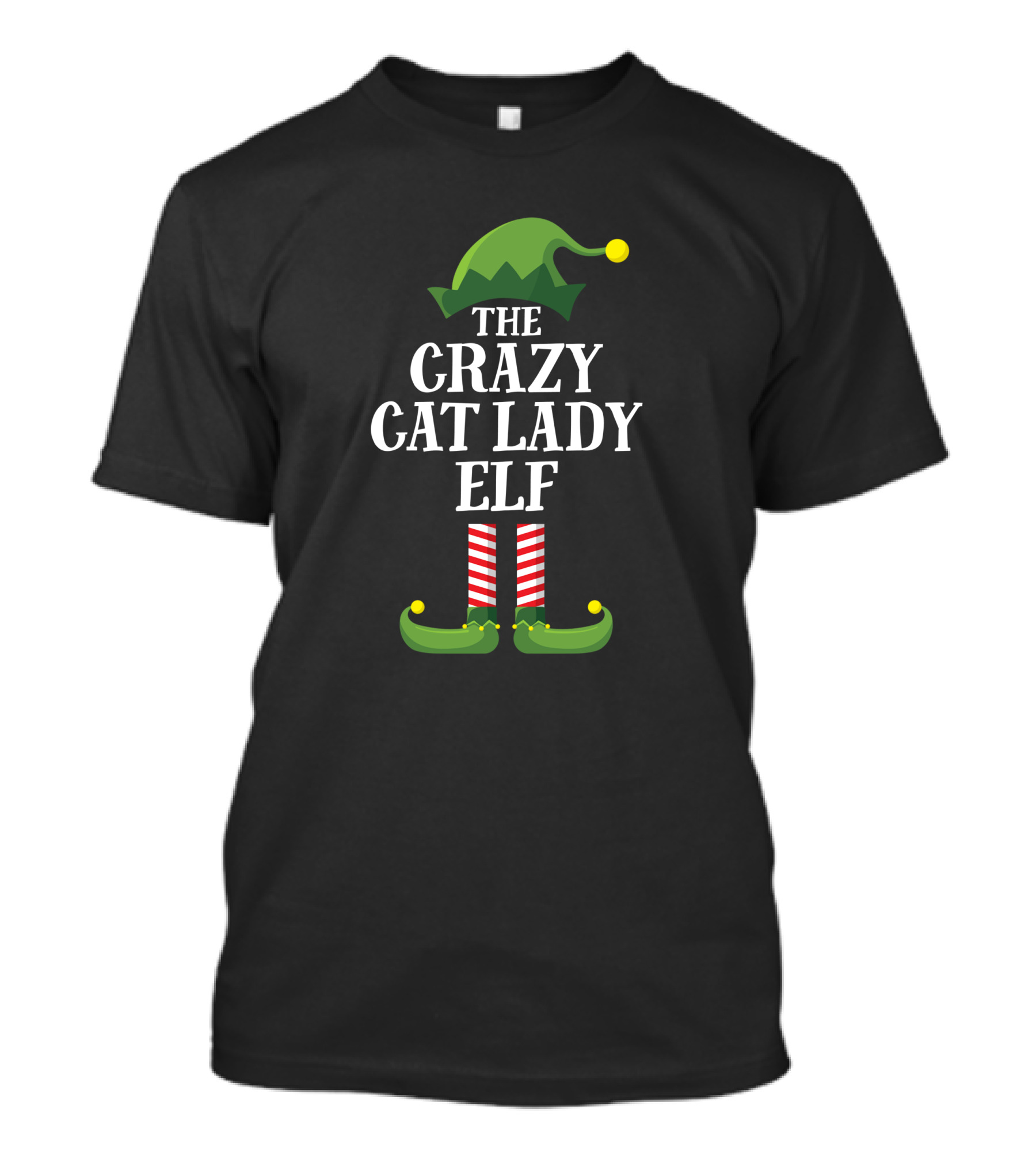 The Crazy Cat Lady Elf Matching Family Group Christmas PJ Party T-Shirt