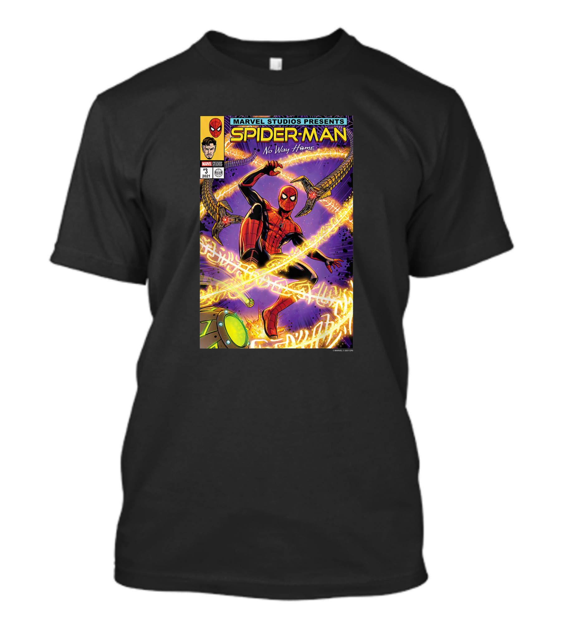 Marvel Studios Presents Spider-Man No Way Home Comic Cover Featuring Doctor Octopus Arms T-Shirt