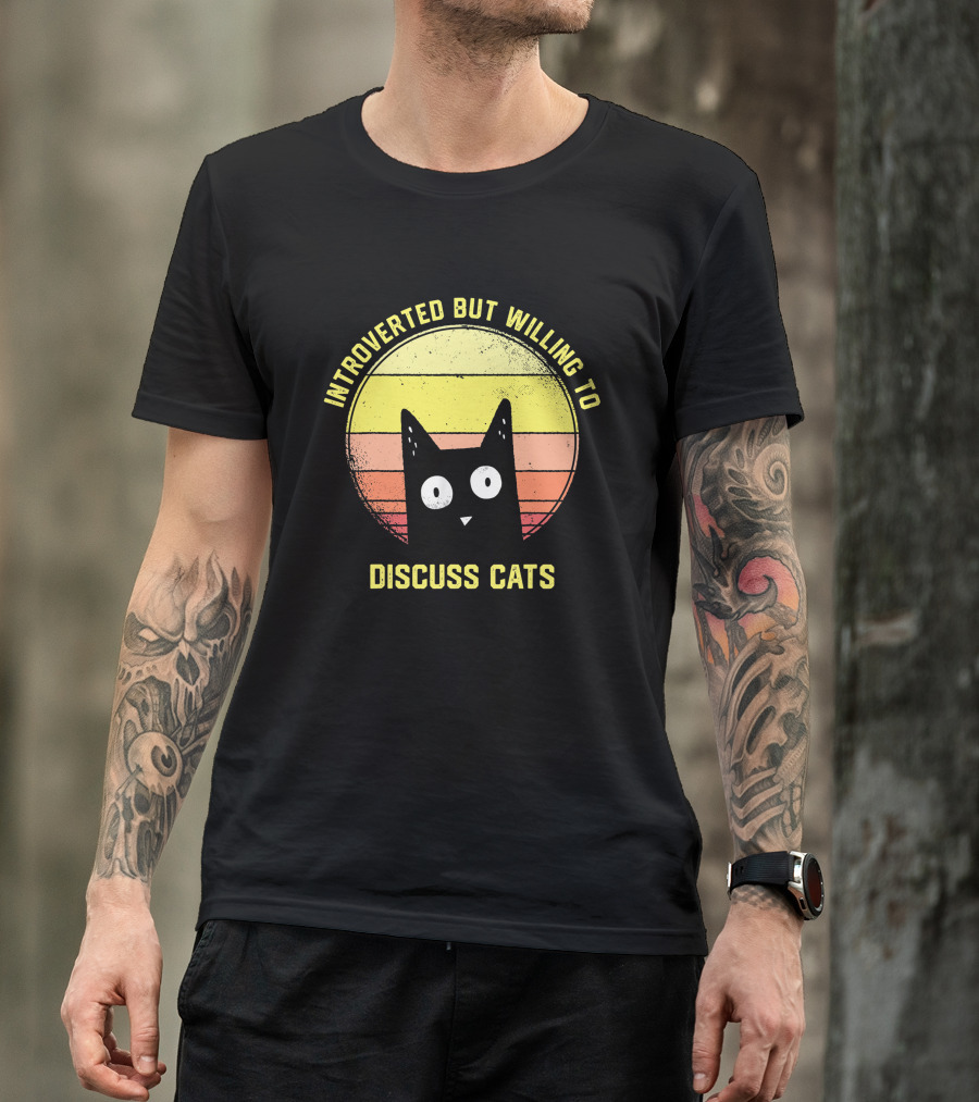 Introverted But Willing To Discuss Cats Retro Vintage Style Cat Lover T-Shirt
