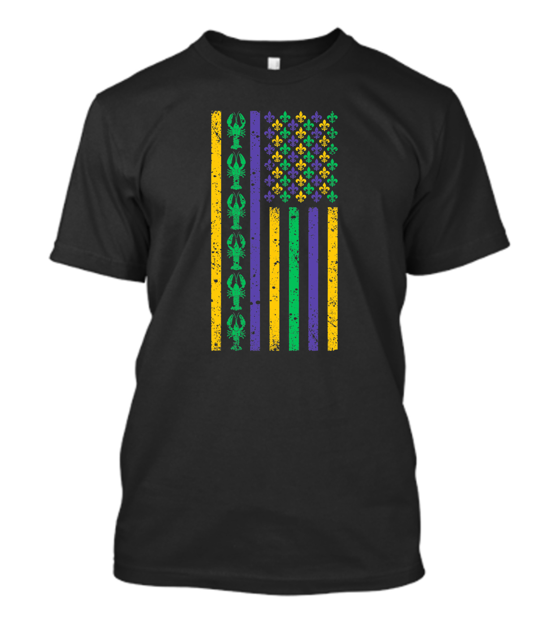 American Flag Mardi Gras Crawfish Fleur De Lis T-Shirt