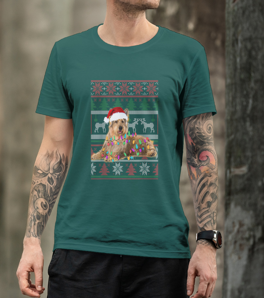 Berger Picard Christmas Santa Hat Ugly Sweater Lights Reindeer Snowflakes T-Shirt