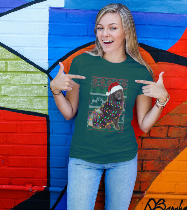 Chow Chow Christmas Lights Festive Sweater Santa Hat T-Shirt