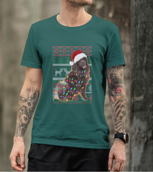 Chow Chow Christmas Lights Festive Sweater Santa Hat T-Shirt