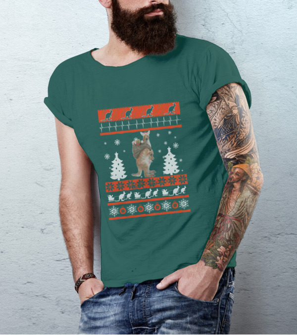 Cute Kangaroo Christmas Ugly Sweater Style Holiday Jumper T-Shirt