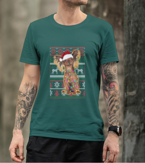 Russian Toy Christmas Lights Santa Hat Reindeer Snowflakes T-Shirt