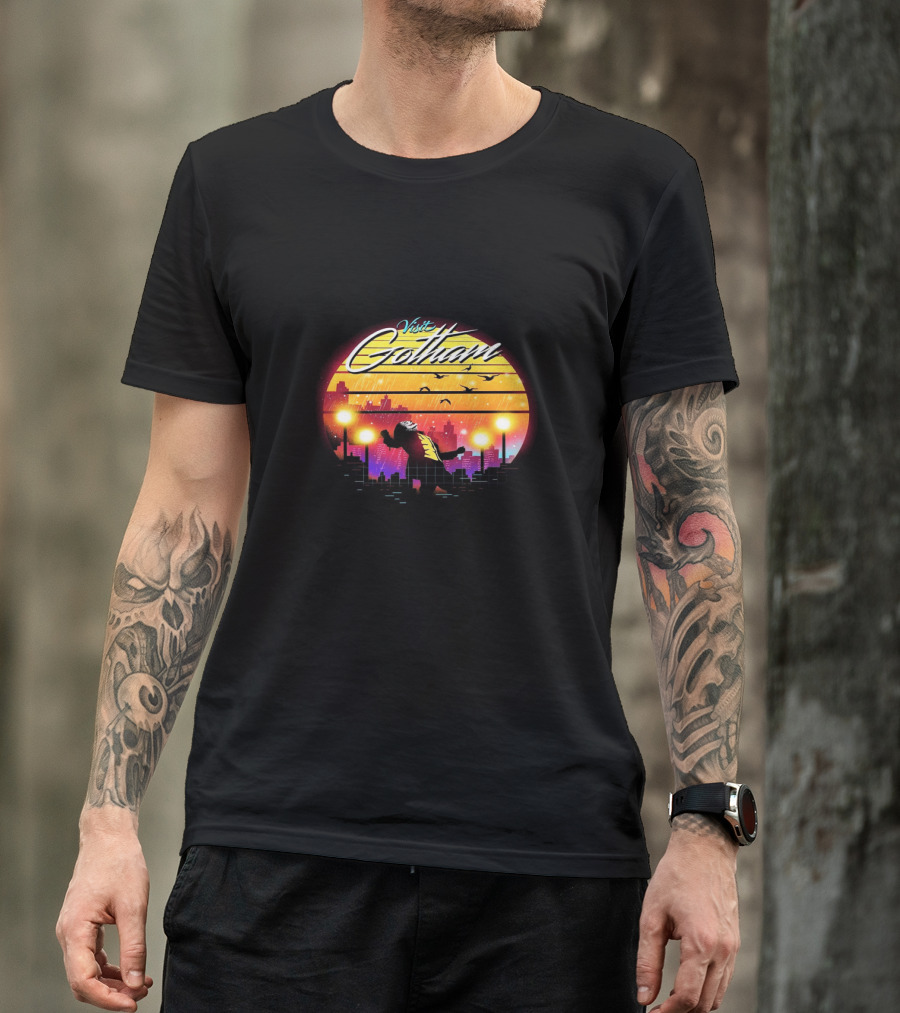 Visit Gotham Joker Am I Crazy Or Is It Just Me Retro Cityscape T-Shirt