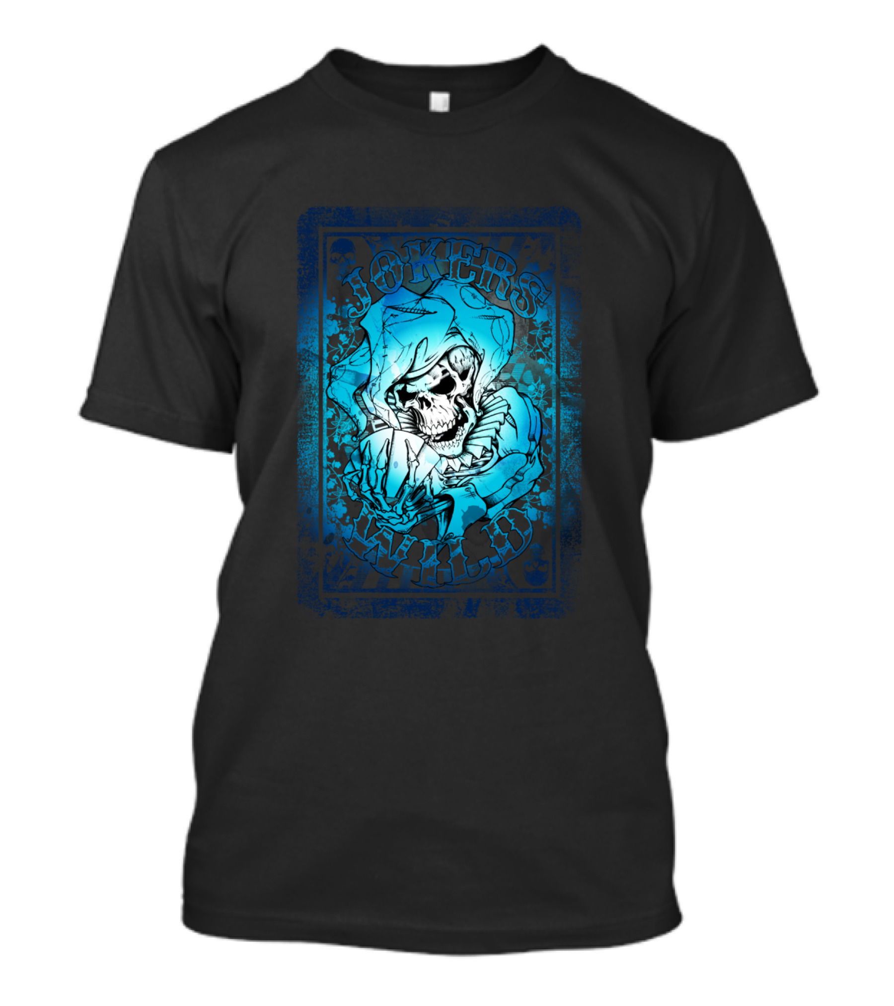 JOKERS WILD CARD Skeleton Jester Tattoo Style Poker T-Shirt