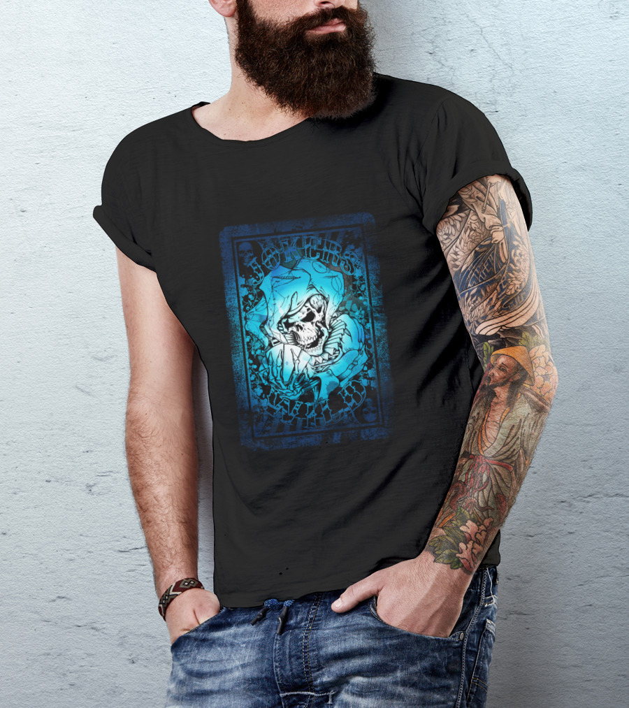 JOKERS WILD CARD Skeleton Jester Tattoo Style Poker T-Shirt
