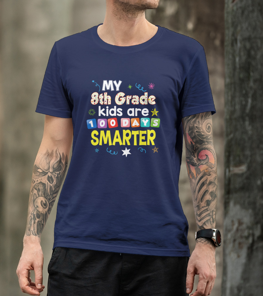 MY 8th Grade Kids Are 100 Days Smarter Stars Confetti Spiral T-Shirt