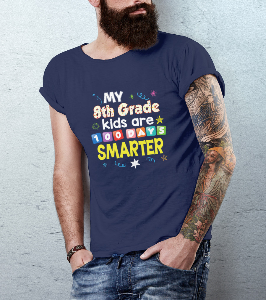 MY 8th Grade Kids Are 100 Days Smarter Stars Confetti Spiral T-Shirt
