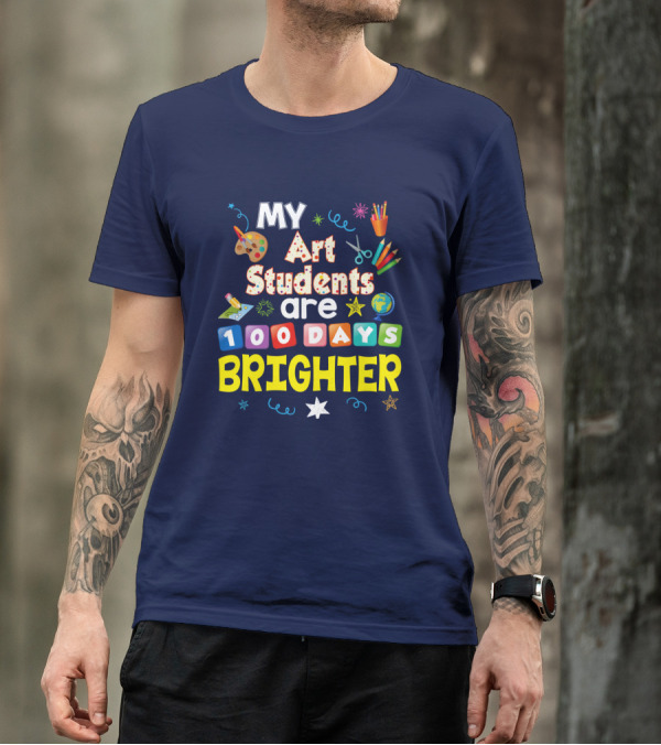 MY Art Students Are 100 Days Brighter Stars Earth Palette Scissors Pencils T-Shirt