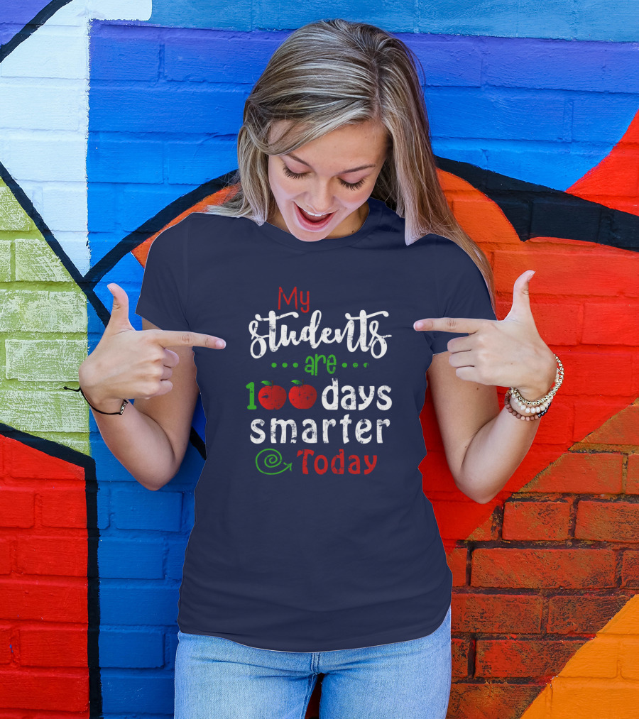 My Students Are 100 Days Smarter Today Apples Spiral T-Shirt