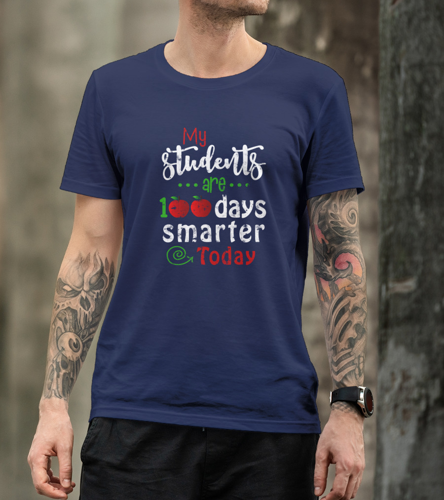 My Students Are 100 Days Smarter Today Apples Spiral T-Shirt