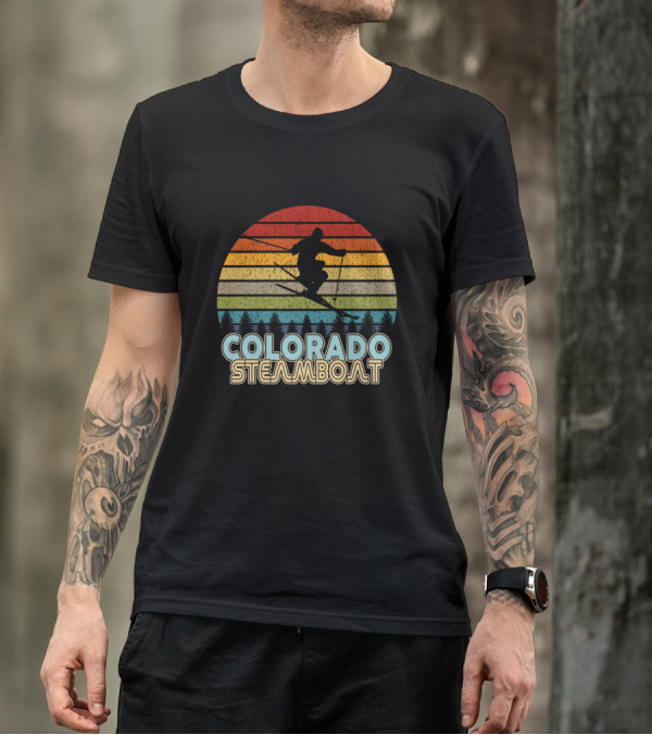Colorado Steamboat Vintage Skiing Winter Skier T-Shirt